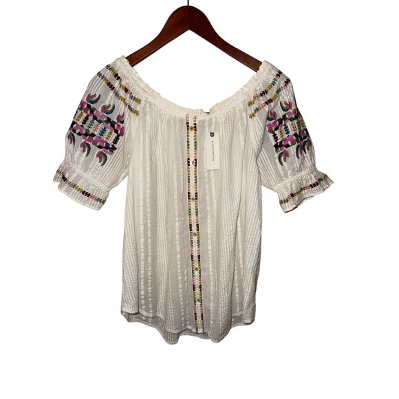Anthropologie Akemi + Kin Boho Embroidered Top size 0 NWT 100% cotton XS - Picture 11 of 16